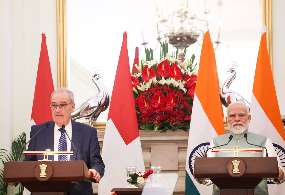 Prime Minister Narendra Modi and the Swiss President Guy Parmelin