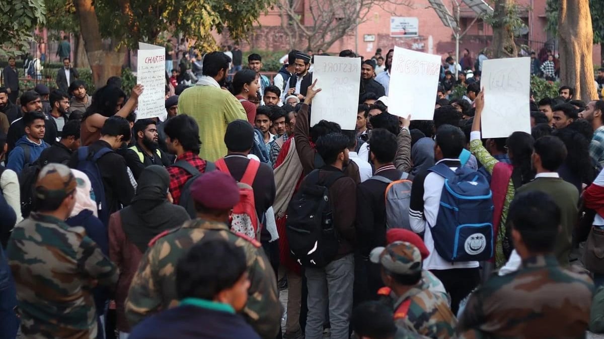 Jamia Millia Islamia Students Stage Protest Demanding Student Union Elections.