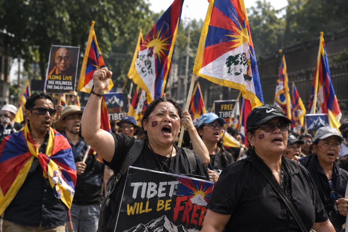 Tibetan community members in India carry out a symbolic protest as Xi Jinping is set to visit India | AI Representation